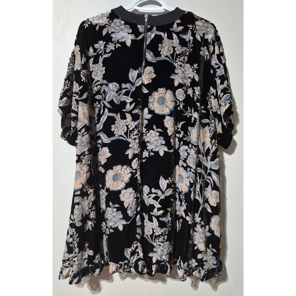 Free People Black Floral Velvet Mini Dress Tunic Top OB1574574 Womens Medium